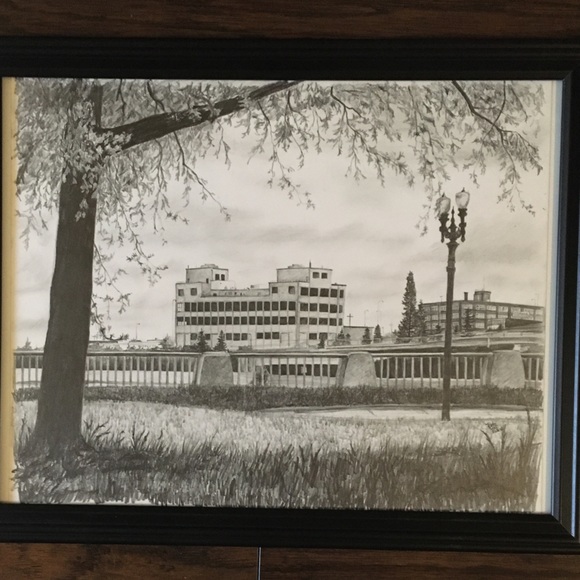 **Last Chance** Hand drawn 20βx16β Portland OR artwork in frame - Picture 5 of 5